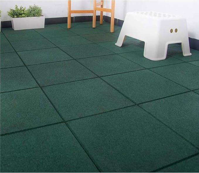 MYOYAY 4 Pack Interlocking Tiles 20"x20"x1" Heavy Duty Rubber Tile Green Non-Slip Flooring Mat for Playground Park Gym Indoor and Outdoor, Cover 11.12 Sq.FT