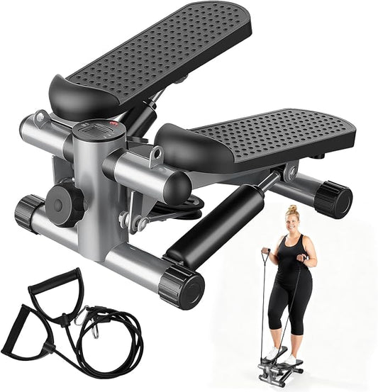 Stair Stepper with Resistance Bands for Home Exercise, Mini Stepper Machine for Indoor Fitness, Portable Home Gym Stepper for Full Body Workout, 300LBS Capacity