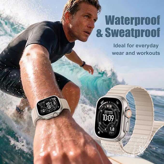Magnetic Sport Silicone for Apple Watch Ultra 3 2 Band 49mm 46 45 44mm Men | Upgraded Magnet,Two-Tone Design,Waterproof,Soft Loop Strap for iWatch Ultra 3/2 Series 11 10 9 8 7 6 5 4 SE 46mm 45mm 44 49