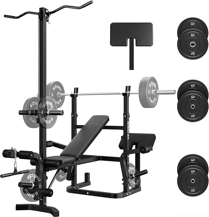 Z3 900LBS Olympic Weight Bench Set with Leg Extension, 9 in 1 Workout Press with Preacher Curl Pad and LAT Pulldown, Strength Training Bench for Home Gym