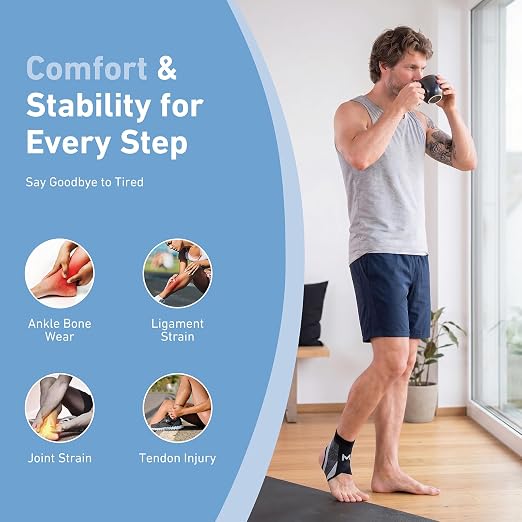 Ankle Brace for Men & Women, Breathable Compression Compression Sleeve for Plantar Fasciitis Relief, Adjustable Ankle Brace for Sprain Recovery & Sports Protection(Grey-1 Pc)