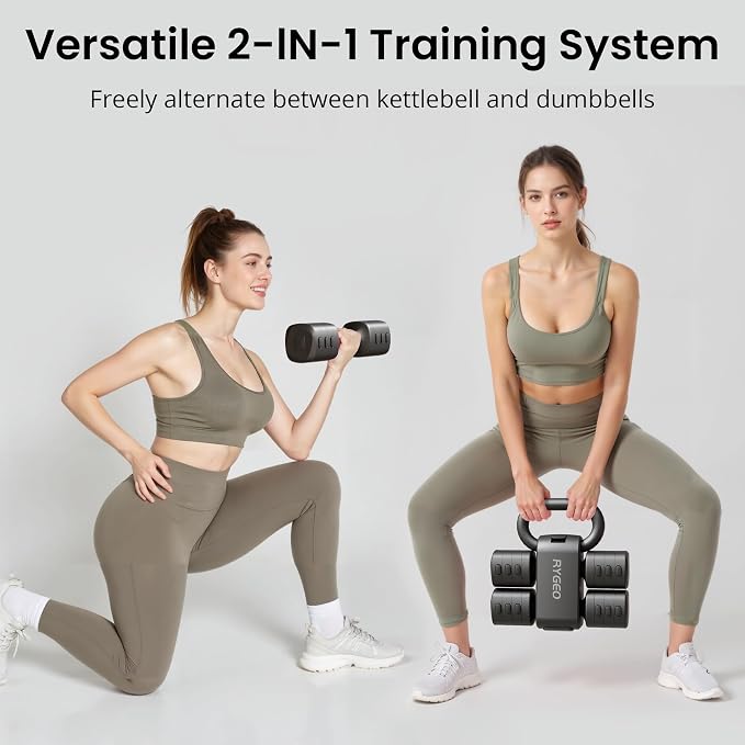 2-in-1 Adjustable Dumbbell Set for Women - 4 Levels (2.2lbs to 12.1lbs) - Home Gym Weights for Women at Home - Fitness Dumbbells