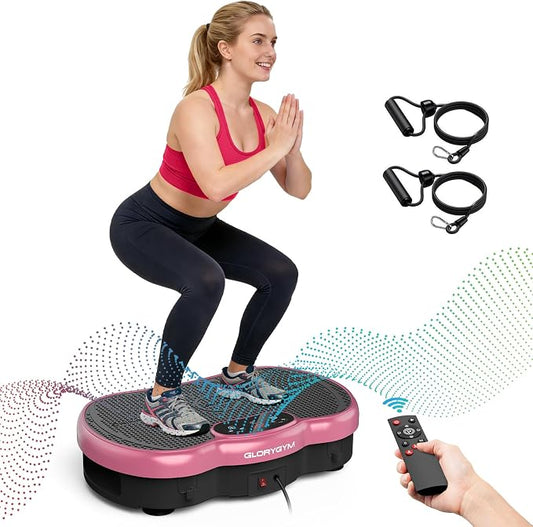Vibration Plate Exercise Machine for Body Shaker Machine & Weight Loss, Shake Plate with Resistance Bands, 120 Speed Levels, Remote Control, Full Body Workout, Compact Home Gym Equipment