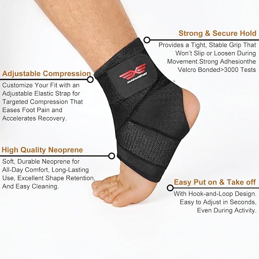 Vinaco Ankle Brace, 2 Pack Ankle Support for Sprained Ankle, Men & Women | Breathable Neoprene, 360° Compression Ankle Support with Adjustable Wrap, Strong Stabilize Ligaments For Sports & Recovery