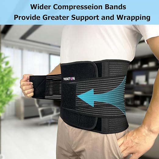 TESETON Back Support Belt for Women and Men, Lower Back Brace, Stretcher for Lower Back Pain Relief, Scoliosis, Sciatica,Herniated Disc,Protect Belt,training belt for Workout 03 Black XXL