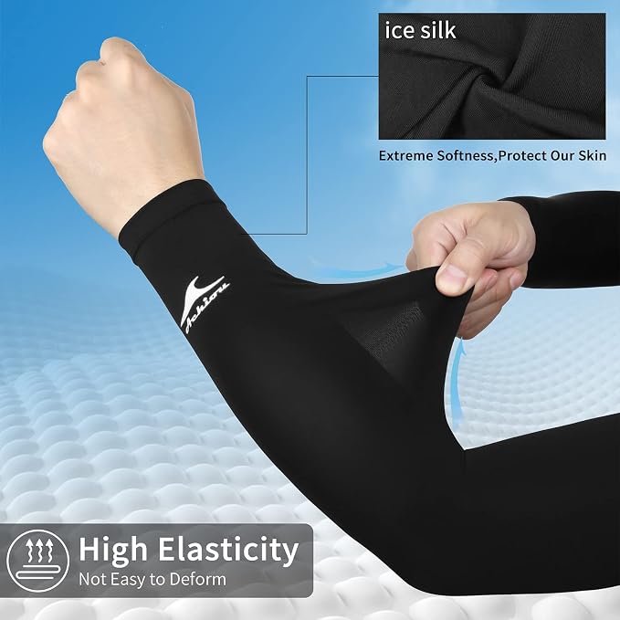 Achiou Volleyball Arm Sleeves for Women, Cooling Ice Silk Sun Sleeves Youth | Summer Ice Silk Compression Sleeves, UPF 50+ UV Protection, Perfect for Teen Girls & Women Outdoor Sports, Anti-slip Silicone