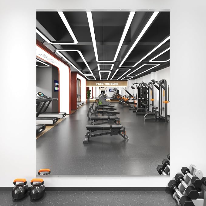 LOAAO Home Gym Mirror 79"x32", 2 PCS | Frameless, Tempered Glass, Large Workout Mirrors, For Home Gym, Dance Studio, Yoga Room, Garage Gym