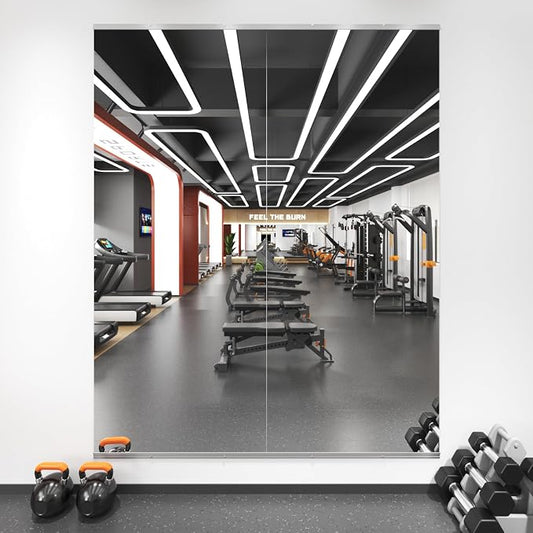 LOAAO Home Gym Mirror 79"x32", 2 PCS | Frameless, Tempered Glass, Large Workout Mirrors, For Home Gym, Dance Studio, Yoga Room, Garage Gym