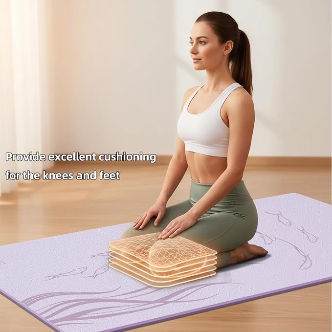 Extra Wide Yoga Mat 76"x40"x10mm TPE Non-Slip Fitness Exercise Mat | Thick 10mm Premium TPE, Extra Large for Pilates, Workout and Home Gym. Ideal for Men and Women