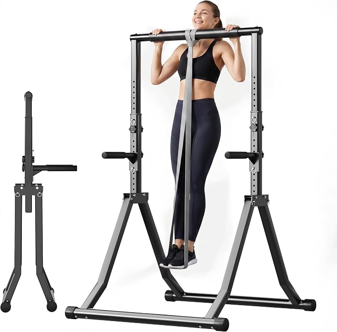 Foldable Pull Up Bar Station 66.1''-84.6'' Power Tower