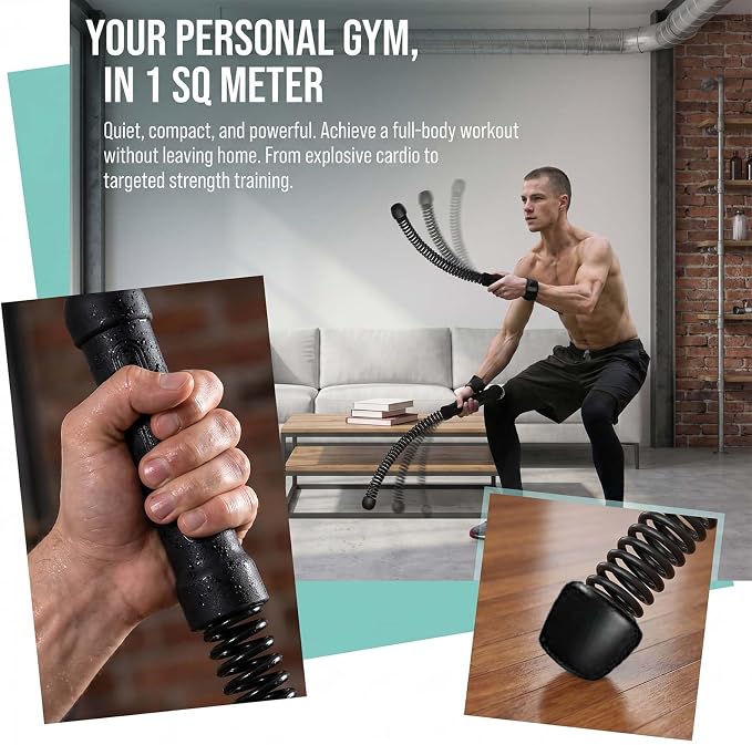 Adjustable Ropeless Battle Ropes for Home Gym, Weighted Cordless Exercise Equipment with Variable Air Resistance, Portable Strike Gear for HIIT & Strength Training, Men & Women