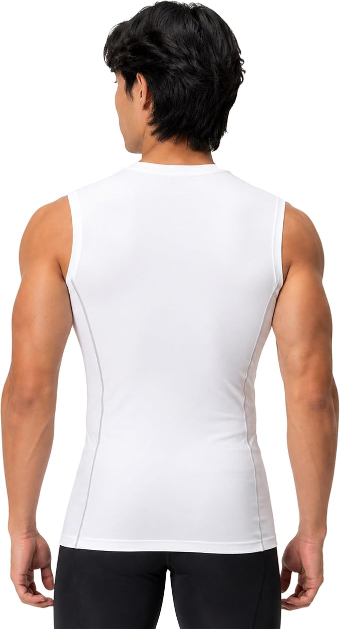 DEVOPS 3 Pack Men's Compression Shirts Sleeveless Tank Top Baselayer | Gym Training, Running, Moisture Wicking, Compression Fit, 4-Way Stretch, UPF 50+, Sleeveless