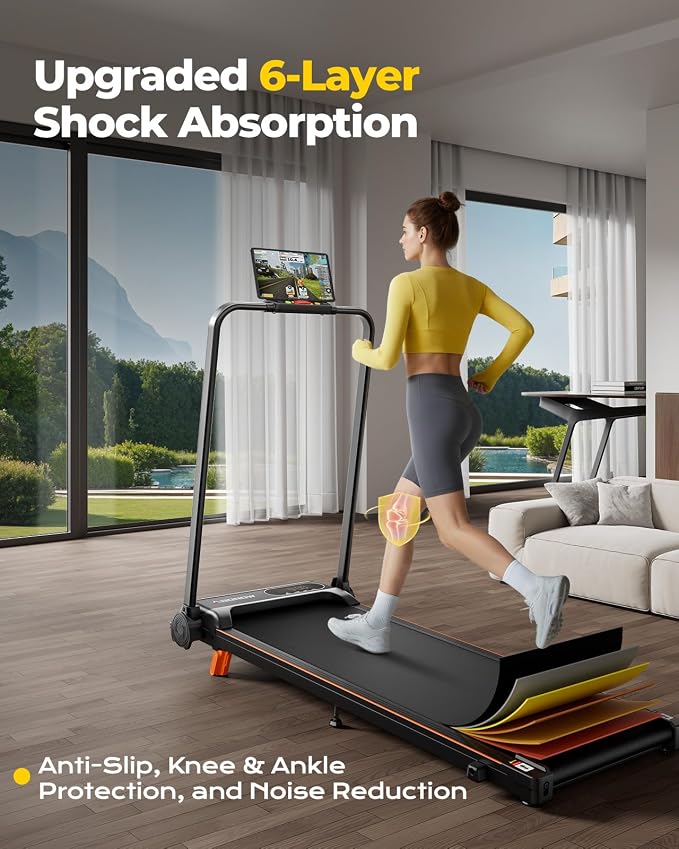 Abonow Walking Pad Treadmill with Handle Bar for Home Office | 3.0HP Compact Treadmills, 8% Manual Incline 2 in 1 Under Desk Walking Machine, LED Display, 265 LBS Capacity
