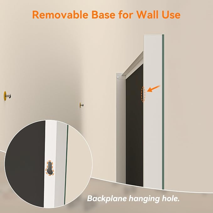 Hasipu 79" x 32" Full Length Floor Mirror on Wheels, White | Tempered glass, sturdy metal frame, smooth rolling casters, removable stand, ideal for gym, bedroom, dance studio & yoga.
