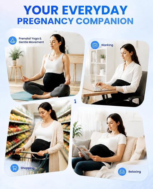 cauzyart Maternity Belly Band for Pregnant Women, Adjustable Pregnancy Support Belt for Pelvic & Back Pain Relief, Lightweight Waist & Hip Brace (Size: M/L, Black)