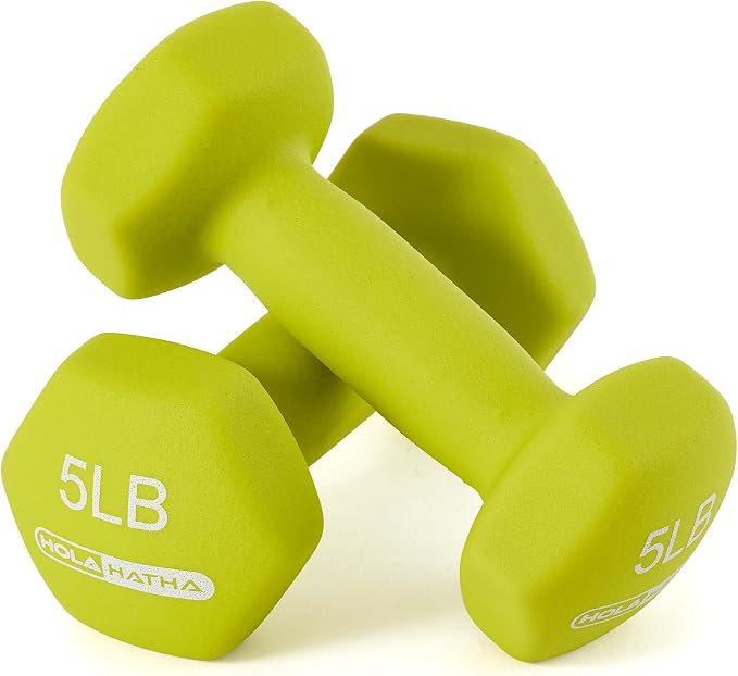 HolaHatha 1, 2 and 3 lb Neoprene Dumbbell Strength Training Weight Set with Rack