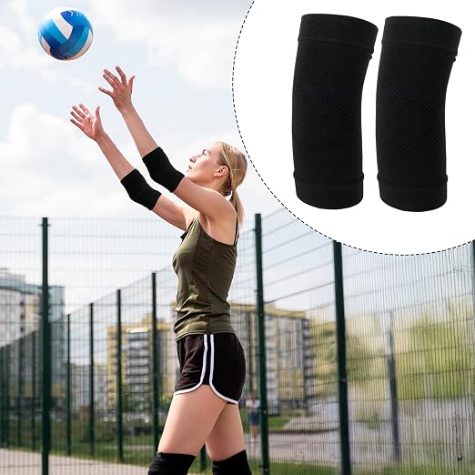 Ptwola Elbow Compression Sleeve Nylon Comfort Tennis Elbow Support Brace Breathable Fitness Sports Arm Joint Protection for Women Men Workouts Tendonitis Tennis Volleyball Golf (Black)(2)