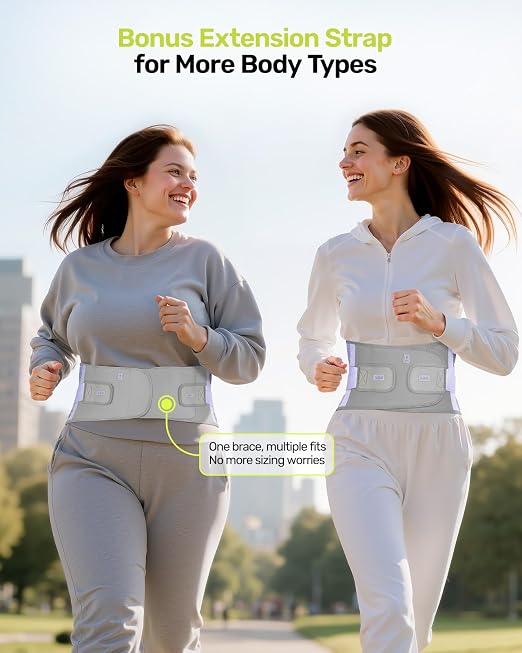 Rakiie Back Brace for Lower Back Pain Women with 9X Support System, Ergonomic Lumbar Support for Pain Relief, Breathable Mesh Design with 3D Silicone Pad for Sciatica,Purple Size S (Waist: 28.7"-35.8")