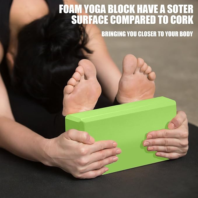 Septo 2 Pcs Yoga Blocks, 9x6x3 Inch Foam Blocks for Pilates | High density EVA foam Yoga Props lightweight non-slip surface for meditation stretching balance training