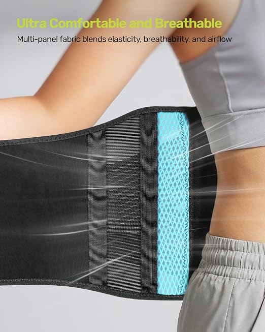 Rakiie Slim Back Brace for Lower Back Pain Relief, Lightweight & Breathable Back Support Brace for Men Women, Ergonomic Light Lumbar Support for Everyday Wear, Sky Blue M