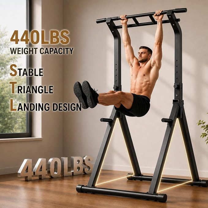 Pull Up Bar, Multifunction Power Tower Dip Bar Station Home Gym Strength Training Workout Equipment for Pull-up Push-up Dips