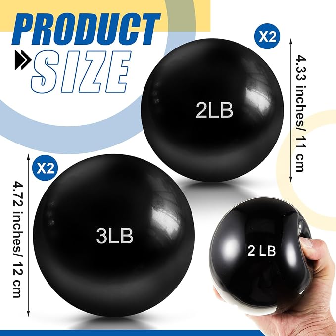 Halloscume 1 lb 2lb 3lb 4lb 5lb Weighted Toning Balls for Exercise, Innovations Soft Medicine Balls for Exercise, Pilates, Yoga, Balance, Flexibility