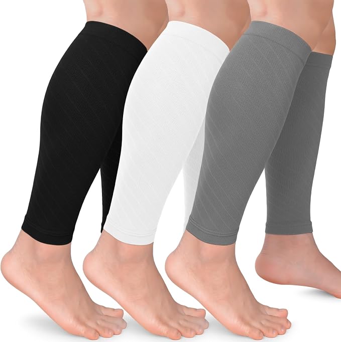 CTHH Calf Compression Sleeve for Men & Women Footless Compression Socks | 3 Pairs Graduated Compression Leg Sleeve Support for Shin Splints Pain Relief Running Flying Cycling Fitness Nurse