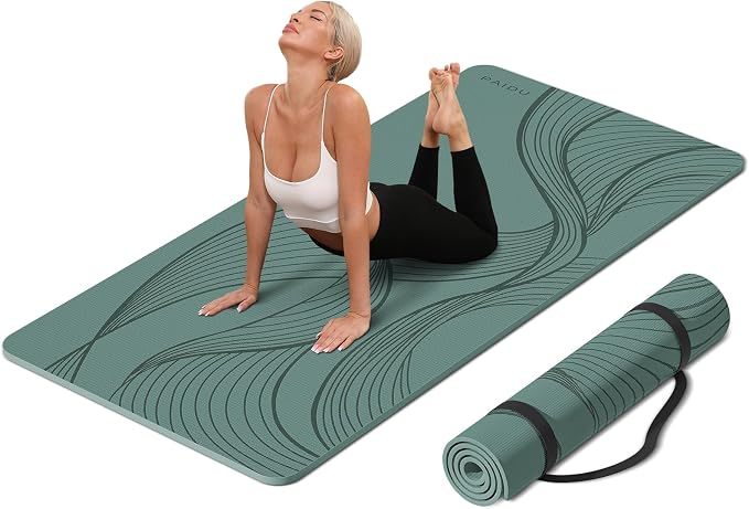 PAIDU Large Yoga Mat 72"x36"x10mm Non-Slip Exercise Mat for Home Gym Studio | Extra wide & thick non-slip yoga mat, works on all floors, ideal for stretching, yoga studio, gym and home workouts