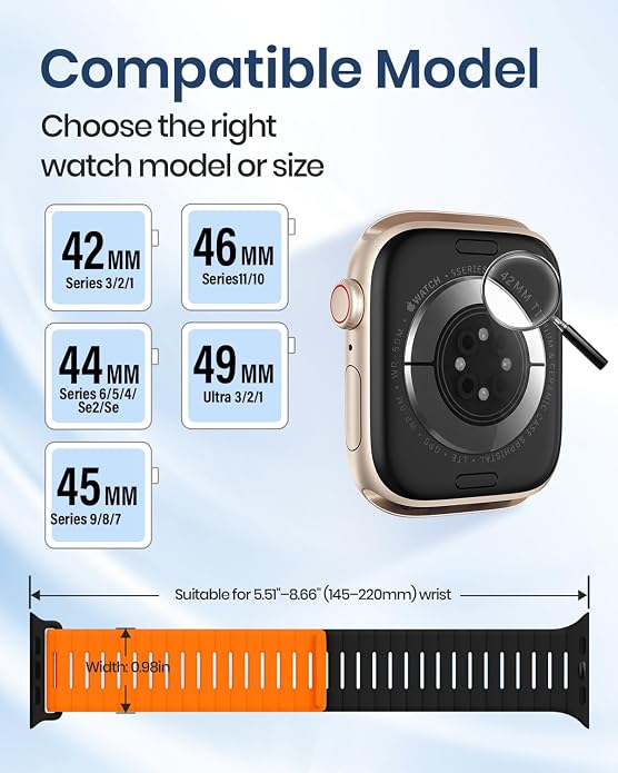 Magnetic Sport Bands Compatible with Apple Watch Bands for Men Women | Silicone Wristband 49mm 46mm 45mm 40mm 44mm 38mm 41mm 42mm, Replacement for iWatch Ultra Series 11 10 9 8 7 6 5 4 3 2 1 SE