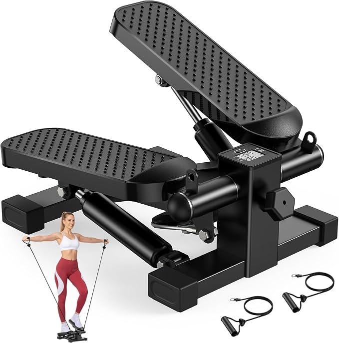 HCOIW Steppers for Exercise at Home - Stair Stepper with Resistance Band, Mini Stepper with 300lb Weight Capacity,