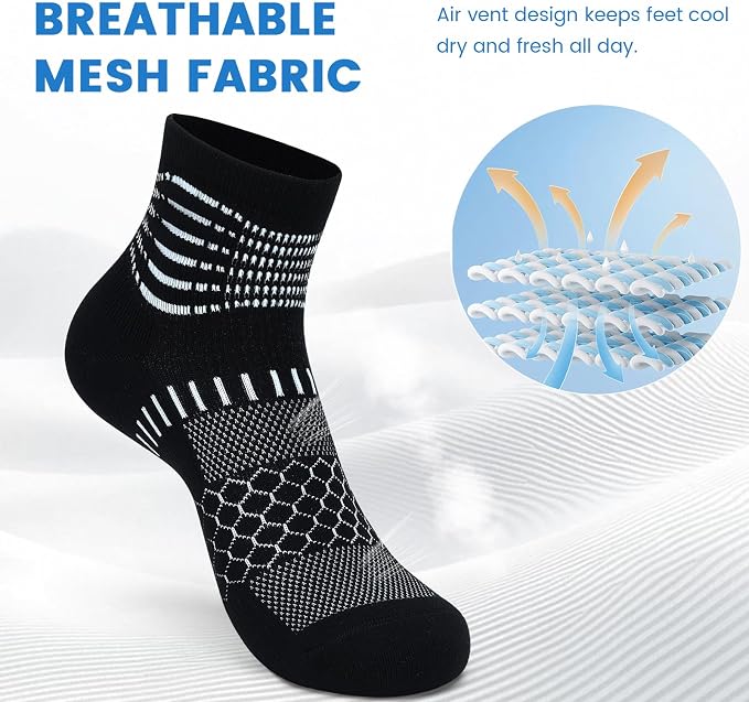 IRAMY Ankle Compression Socks for Women Men Plantar Fasciitis Relief 3/5 Pairs Cushioned Athletic Running Socks