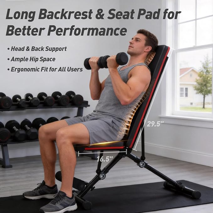 Adjustable Weight Bench 795 lbs, Foldable Incline Bench Press