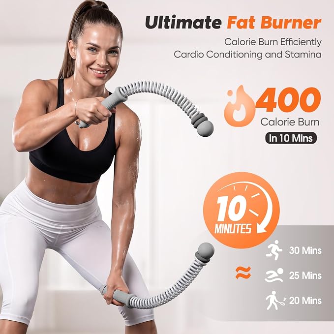 KUZARO Upgrade Weighted Ropeless Battle Ropes for Women, Quiet Adjustable Cordless Battle Ropes for Home Gym HIIT Cardio & Strength Training, Portable Exercise Rope for Arm & Core, Apartment Gear