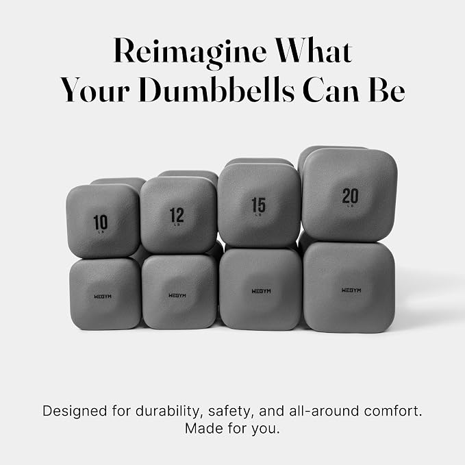 WeGym Square Dumbbells for Home Gym, Hand Weights for Strength Training