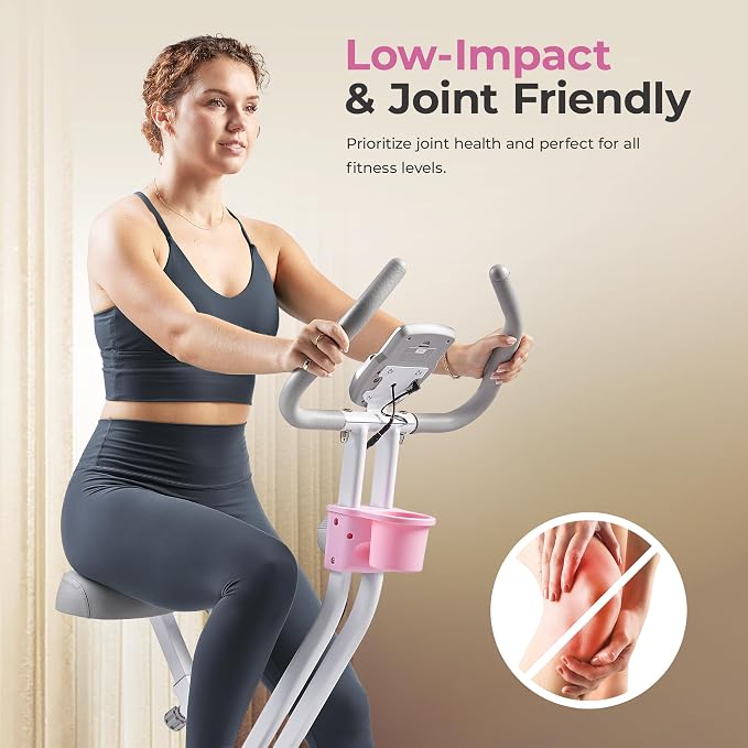 Sunny Health & Fitness Smart Foldable Magnetic X-Bike, Low-Impact Workouts