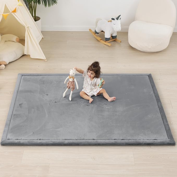 1.5" Thick Baby Play Mat for Floor,79x79 Large Memory Foam Tummy Time Mat | Ultra Soft Playmat for Baby,Tummy Time Foam Mats,Cushioned for Infant,Kids and Toddler Crawling,Easy Care