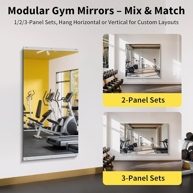 Home Gym Mirror Wall Mounted,48x24 Inch 1PCS Full Length Mirror
