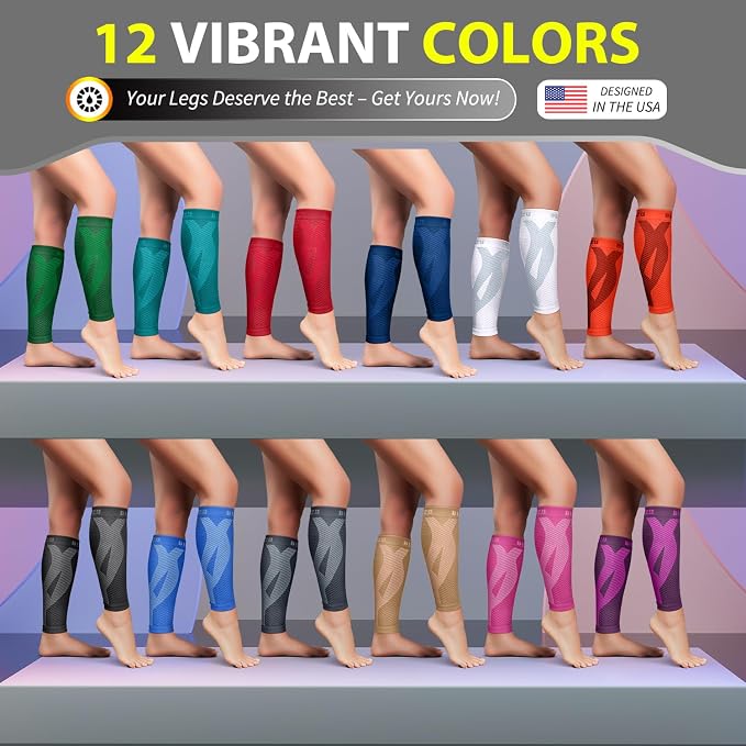 BLITZU Calf Compression Sleeves, Footless Compression Socks for Men & Women | Leg Support Brace, Shin Splint Pain Relief, Reduce Varicose Vein Swelling, Muscle Recovery, Running, Nursing, Fitness, Travel