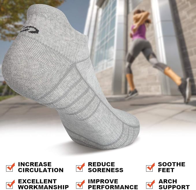 Lapulas Athletic Running Ankle Socks, Low Cut Cushioned Anti-Blister Tab Sports Socks Men Women 6Pairs