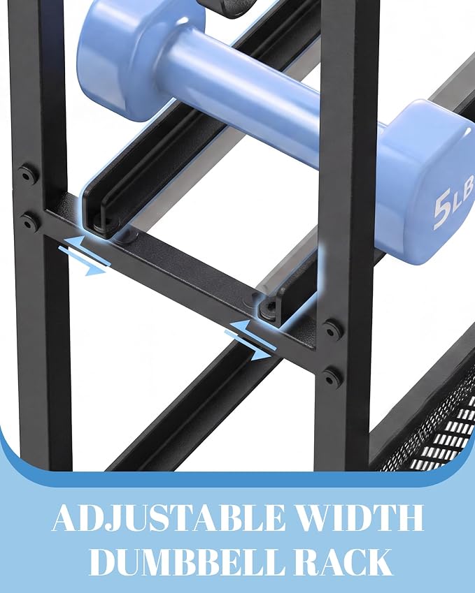 Dumbbell Rack Weight Storage Rack | Adjustable Weight Rack with Wheels, for Home Gym, for Dumbbells, Kettlebells, Yoga Mat, Foam Roller,Workout Equipment