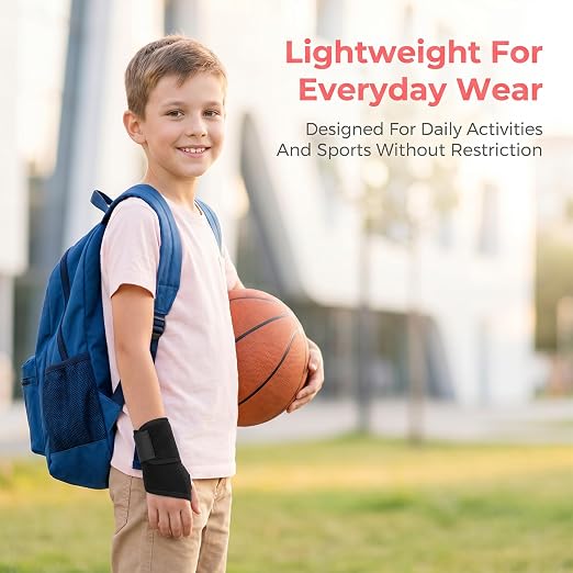 Kids Wrist Brace 4 Pack, Wrist Support Braces Adjustable Compression | Flexible Adjustable Wrist Stabilizer with Compression Straps Supportive Wrist Guard for Kids Sports and Night Sleeping Use