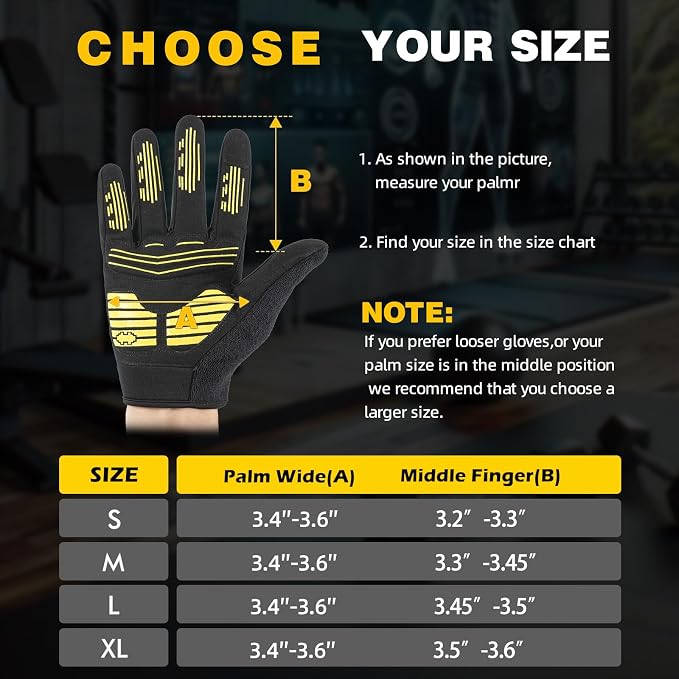 Workout Gloves for Men Women with Anti-Slip Shock-Absorbing Pad, Light Weight Full Finger Gloves Touch Screen Breathable for Gym, Weightlifting,Rowing and Basketball and Cycling