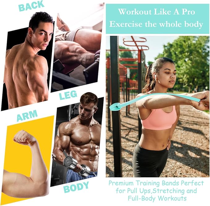 Foilswirl 8 Pcs Resistance Bands for Working Out | Pull Up Assistance Bands, Fitness, Full-body Training, Physical Therapy and Stretch Workout for Men, Women, Home, Outdoor
