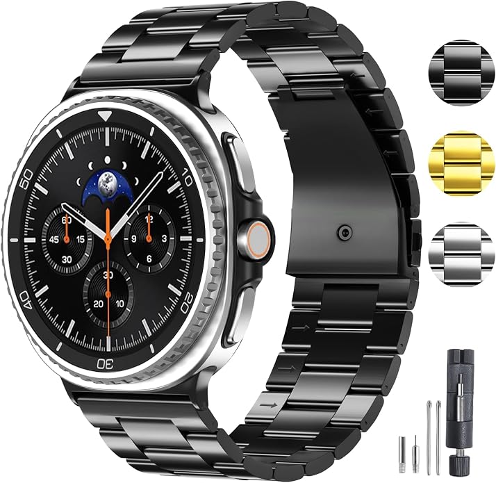 Metal Band for Samsung Galaxy Watch 9 8 40mm 44mm/Classic 46mm Men Women | Stainless Steel, No Gap Strap, Link Bracelet for Samsung Galaxy Watch 8 9 44 40mm/8 Classic 46mm, Business to Casual