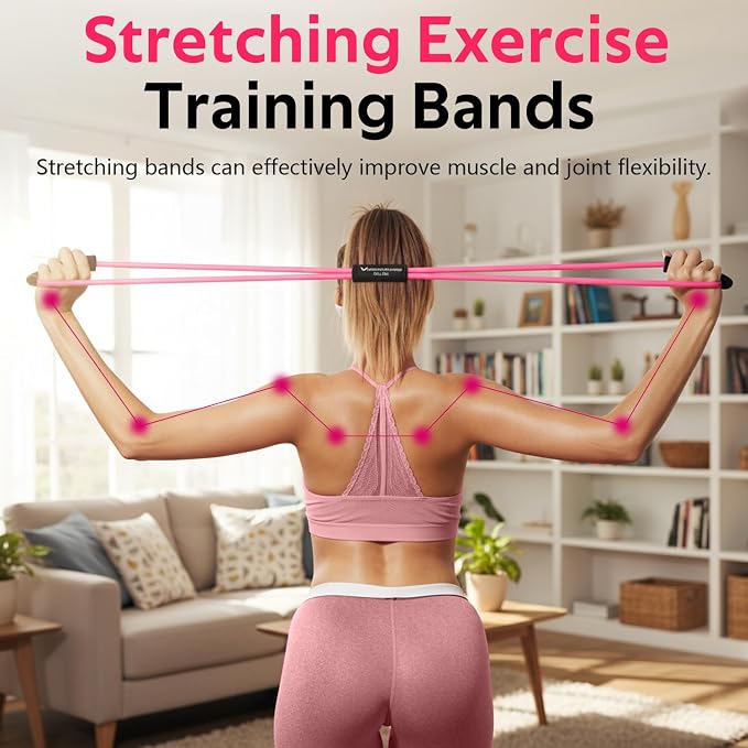 RENRANRING Figure 8 Fitness Resistance Bands with Handles - Exercise Tube Band Set of 3 for Arm and Shoulder Stretch, Rope 8 Word Elastic for Women and Men
