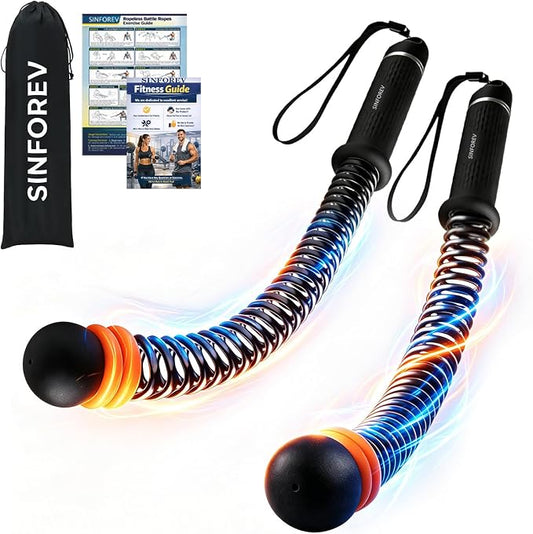 Portable Ropeless Battle Ropes for Home Gym - Weighted Cordless Battle Rope | Full Body Strength Building & HIIT and Cardio Training - Fitness Workout Equipment with Adjustable Resistance for Men & Women