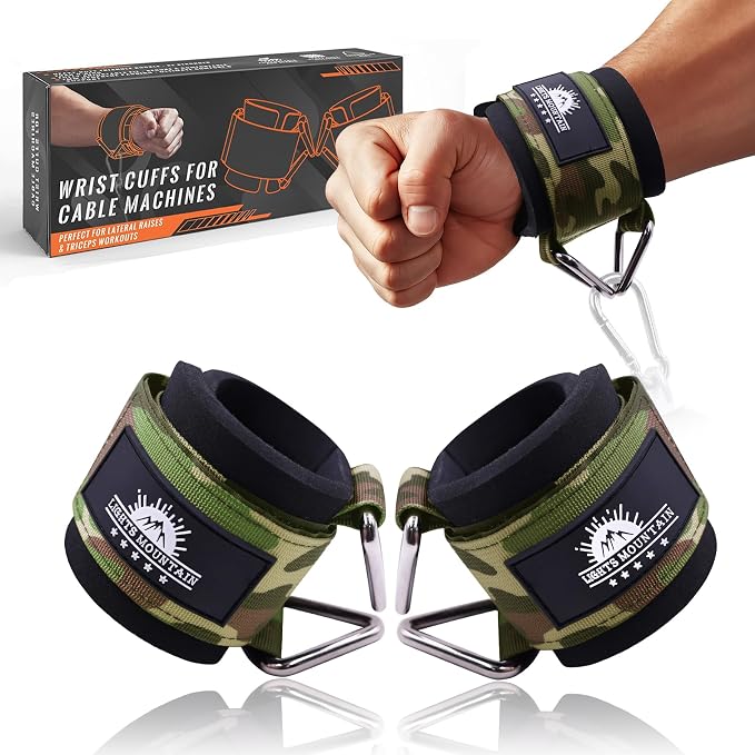Wrist Cuffs for Cable Machines – Padded & Adjustable Straps for Lateral Raises, Tricep Pushdowns & Strength Training