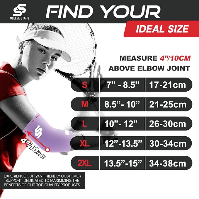 Sleeve Stars Elbow Sleeve for Pain Relief & Protection - Elbow Compression Sleeve for Women & Men - Supportive Elbow Brace for Tendonitis, Recovery & Ideal for Sports, Work
