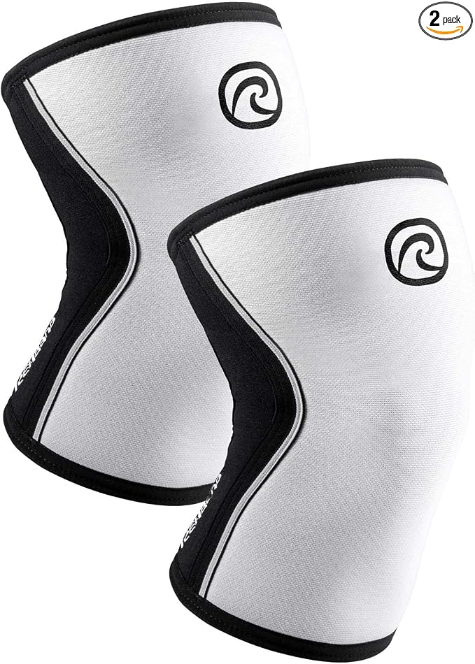 Rehband 5mm Knee Sleeves for Functional Training, Cross-Training & Powerlifting, Weightlifting Knee Support made of Neoprene, Unisex, Colour:White - 1 Pair, Size:X-Large