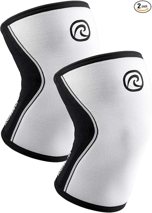Rehband 5mm Knee Sleeves for Functional Training, Cross-Training & Powerlifting, Weightlifting Knee Support made of Neoprene, Unisex, Colour:White - 1 Pair, Size:Large